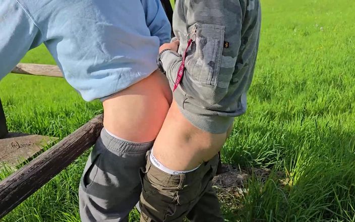 boyzxy212: Gay Boys Fuck Bareback by the Hunting Stand
