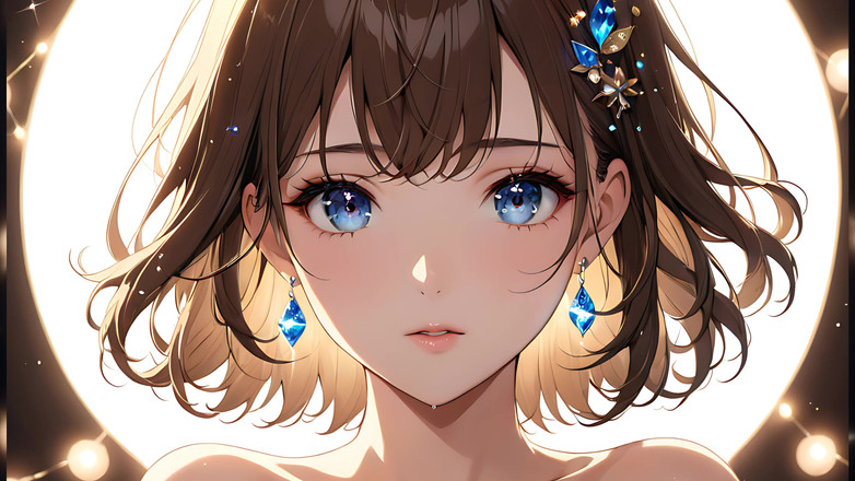 LustRender: ボケの夢:浮かぶ光の中の美しい若い女性