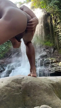 I Cum Really Hard Outdoors Under a Waterfall