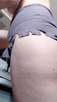 Sexy Naked Wife Preparing Food in the Kitchen. Hairy Brunette, Big Ass, Big Tits.