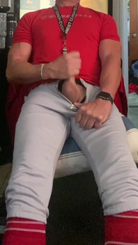 After Edging Jockdad87 Shoots a Load N Baseball Gear