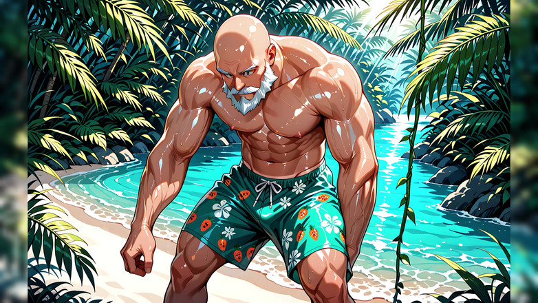 Erotic Man: Un beau vieux chauve sans chemise