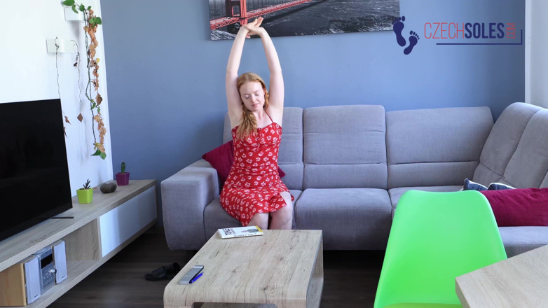 Czech Soles - foot fetish content: Redhead Rubbing Her Own Aching Feet
