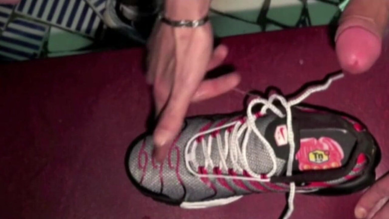 Sneaker gay: Slut suck cock and sniff snakers of his master