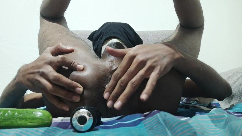 ThorSagor: Gay Men Increase His Own Asshole with Cucumber and Using...