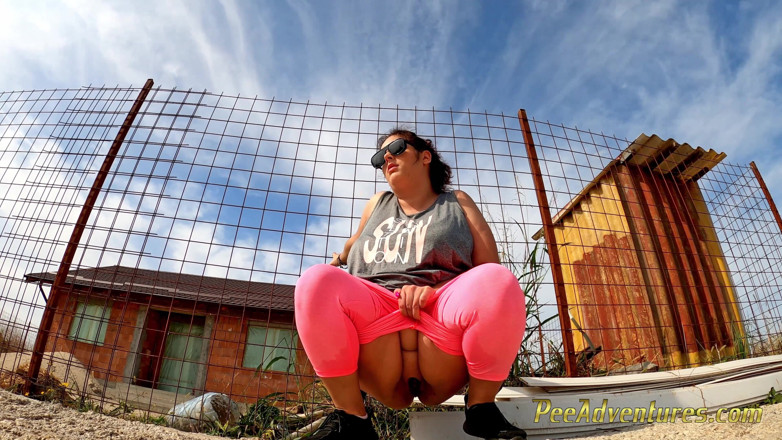 Pee Adventures: Fat desperate girl wet her pants again