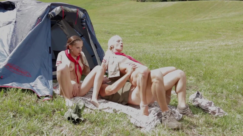 Erotic Pleasure: Blonde and brunette are getting screwed outdoors