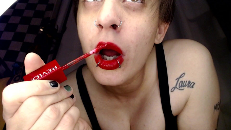 Abby Anna: Thick Red Lipstick Application