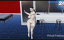 Virtual fantasy studio: Chica en 3D desnuda con grandes tetas y culo, y coño...