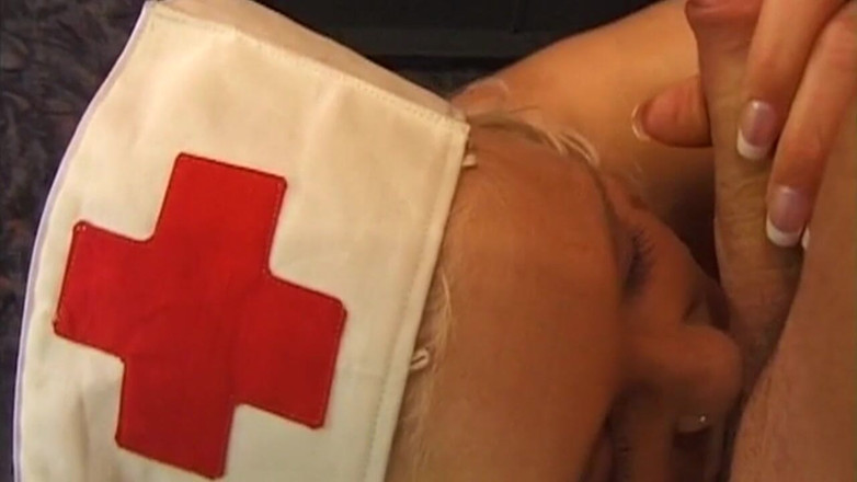 BANGORA RETRO CLUB: Busty Blonde Nurse Drains Masked Stranger in Bar
