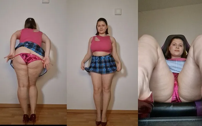 Tina Angel: Underskirt Tease, Satin Panties, Butt Cheeks, Crossed Legs