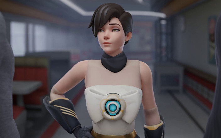 Orlikx: Tracer заскучала и обслуживает два больших черных члена - премиум 3D анимация Overwatch