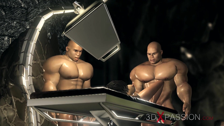 3dxpassion: Big cruel monsters fucks hard teenage girl in the dark...