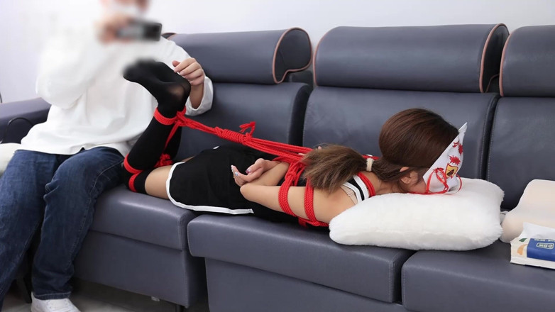 Asian bondage: A Young, Beautiful, Slender, and Adorable Girlfriend, with Black Stockings,...