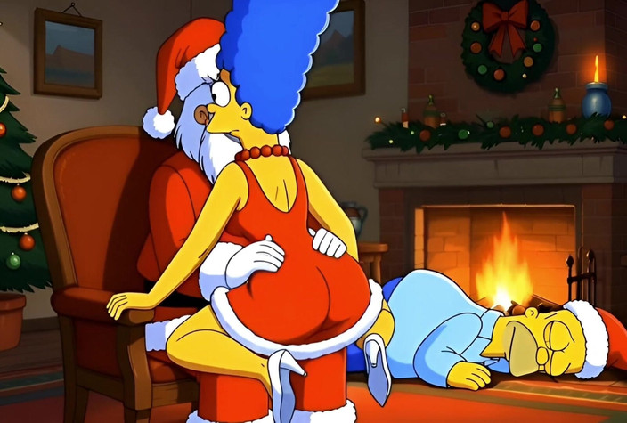 Octopussy Lovers Club: De Kerstman Neukt Getrouwde Huisvrouw Marge Simpson Op Eerste Kerstdag