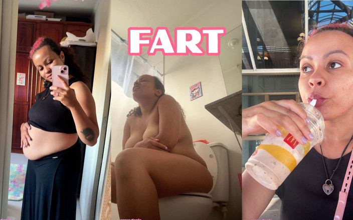 Cutiepiie Chubby: Bloated and Farting After Milkshake Massive Toilet Farts Explosion Naked...