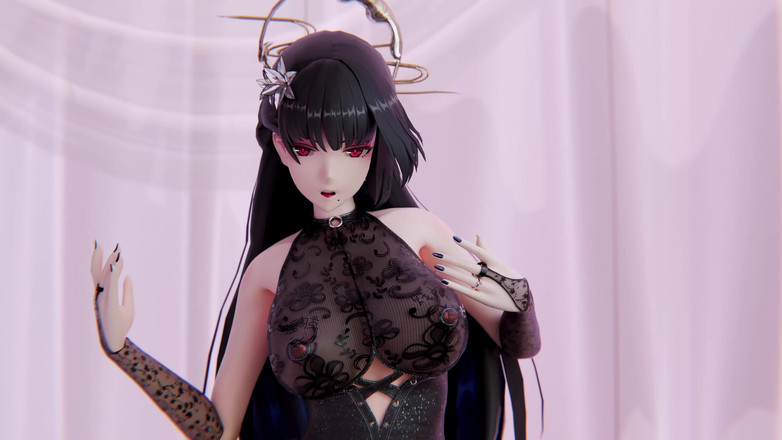 MikuMotion: [mmd] boutique, disculpe, líneas lascivas; Striptease; seda negra; Rociado de...