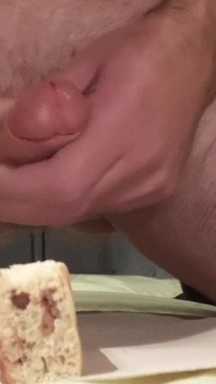 Cicci77 prepares breakfast with sperm pan & ciock