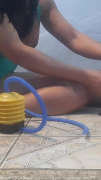 Provocative Oil Striptease and Foot-pump Orgasm.