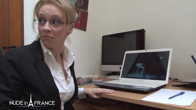 Nude in France: First day at work our new secretary gets analized by...