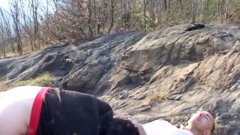 Real Home Made: Big tits brunette banged in threesome outdoor