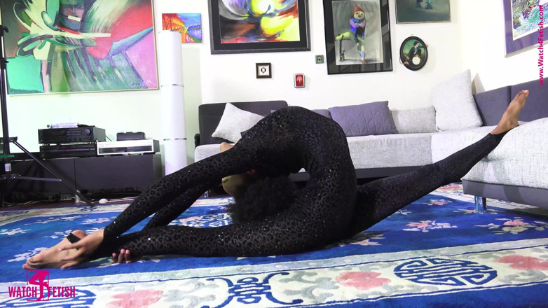 Gymnastic: Catsuit negro brillante