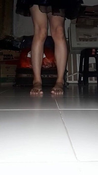 เดรสซาตินสีฟ้าน่ารักสั้นๆ นั่งรูดหี