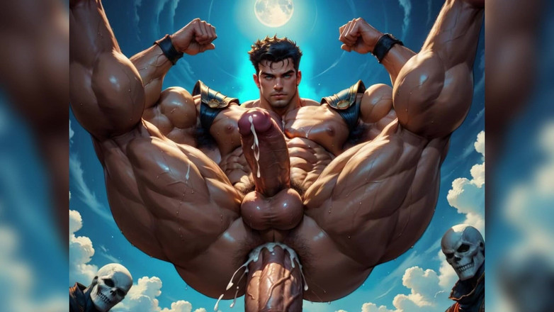 AI gay porn: Musculoso pau grande gay foda