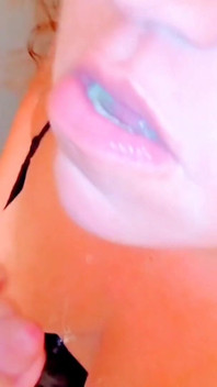 Sexy MILF Gets a Huge Load When He Puts His Dick in Her Face in Bathroom