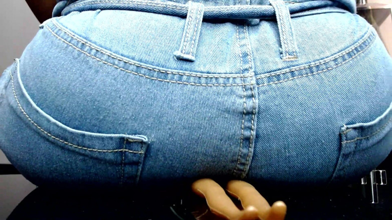 Maeling: Ebony Bitch Crushed in Denim Jeans and Ass Stifled Ignorant