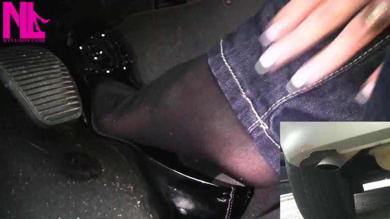Nyllady: Revving with Exhaust Shot in Black Ballet Flats