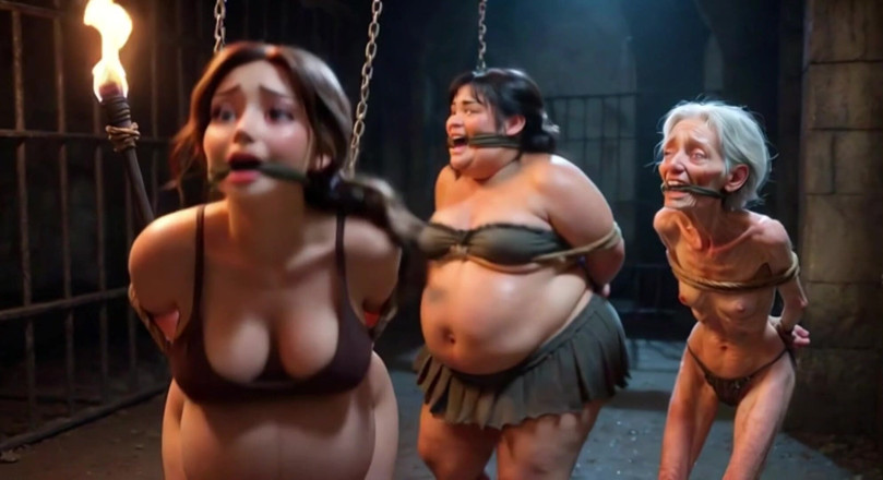 YOUR BEST FANTASY: Trio debole: incinta, SSBBW e nonna legata in una cella...