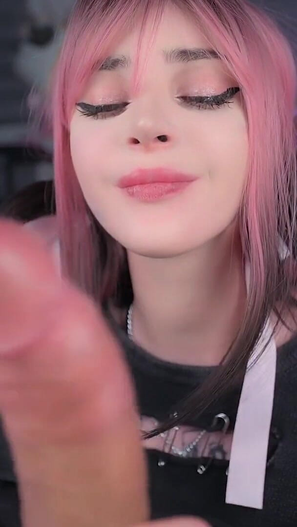 pinkloving: Pink Hair Cutie Spanks and Chews My Cock POV Then...