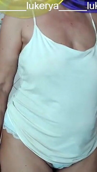 Sexy Lukerya changes into a red mesh outfit
