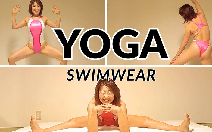 Mayumi Kanzaki: 日本熟女穿着竞技泳衣，在日式房间里做瑜伽