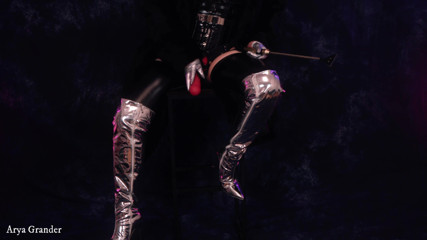 Arya Grander: Fur femdom POV in French: Chastity and strap-on