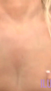 Blonde with natural tits fucks for a tit cumshot ending