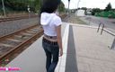 Laila Banx: Tram missed! Unrestrained screwed on the roadside