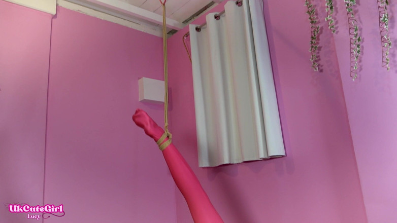 UKCuteGirl Lucy Lauren: Rope Bondage for Lucy in Shiny Spandex Catsuit