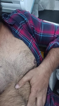 Shy Stepfather Showing His Boobs on Video Call