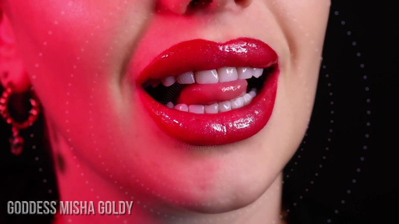 Goddess Misha Goldy: Wer hat die Kontrolle: Du oder meine roten Lippen?