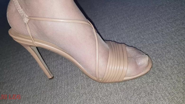 Dani Leg: Dani_leg in collant marrone chiaro mostra le gambe sexy