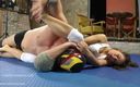 European Erotic Mixed Wrestling Club: Attractive Brunette Athina Facesitting a Mexican Gay While They Wrestle...