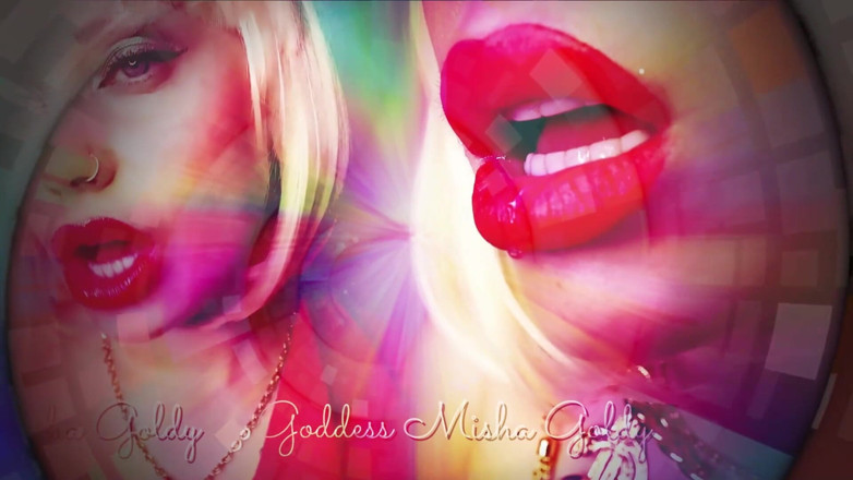 Goddess Misha Goldy: Double red lipstick tease! JOI and orgasm moanings!