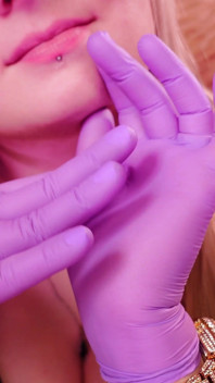 Asmr: Purple Nurse Gloves and Gold Glitter Watch. Arya Grander