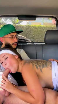 Brunette Gets Picked up and Fucked Inside a Car by a Stranger's Huge Cock