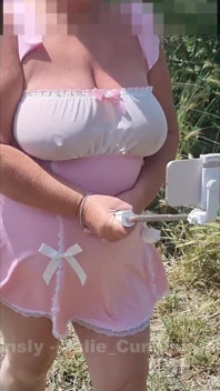Pink Babydoll Tit Bounce Outdoor Walk