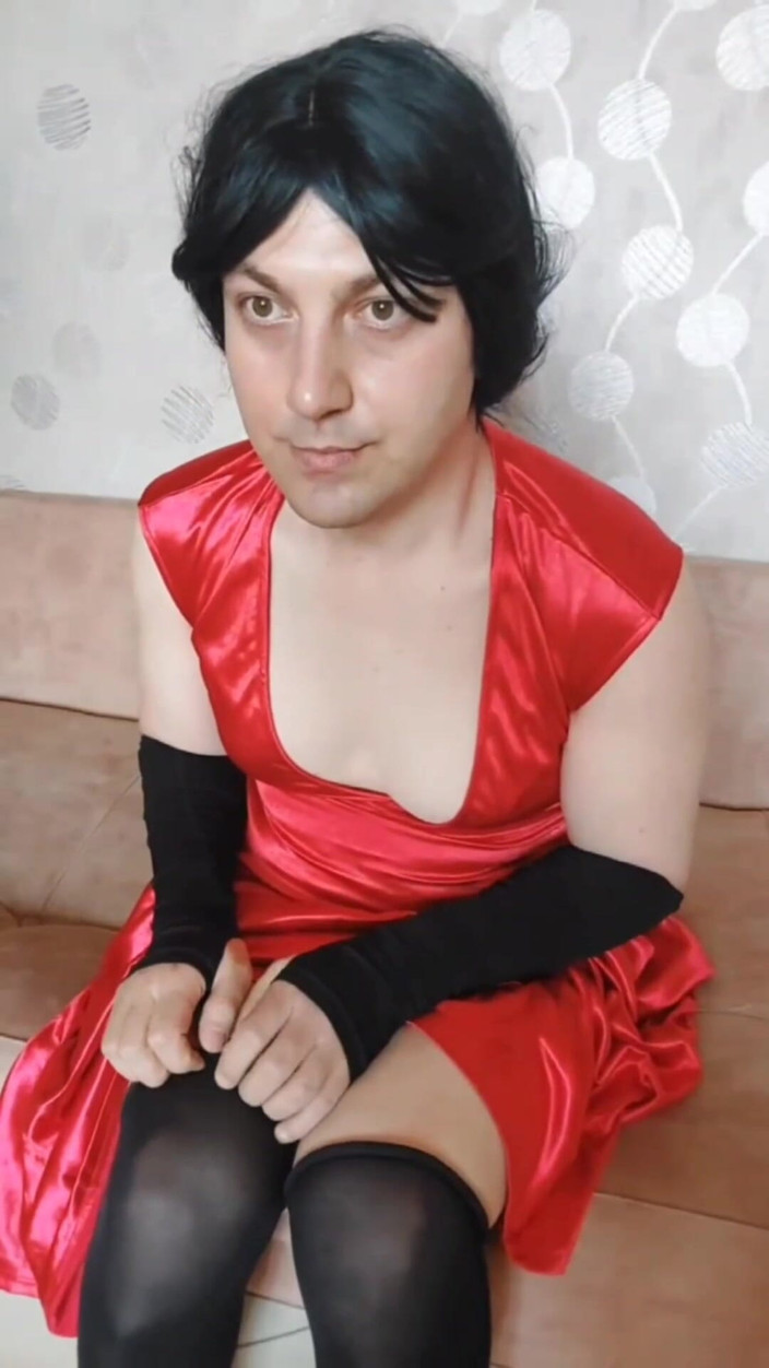 Kitty_Cross: Red Dress Delicious Thighs Crossdresser