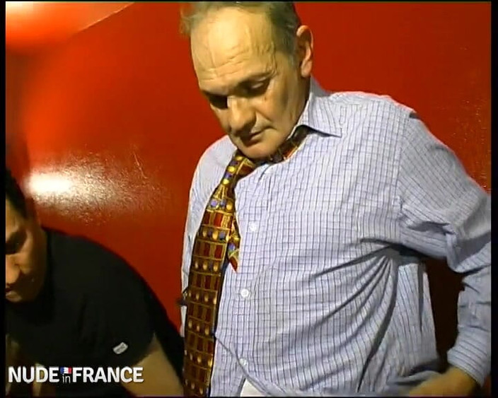 Nude in France: Two horny babes gets hard gangbanged and cum covered in...