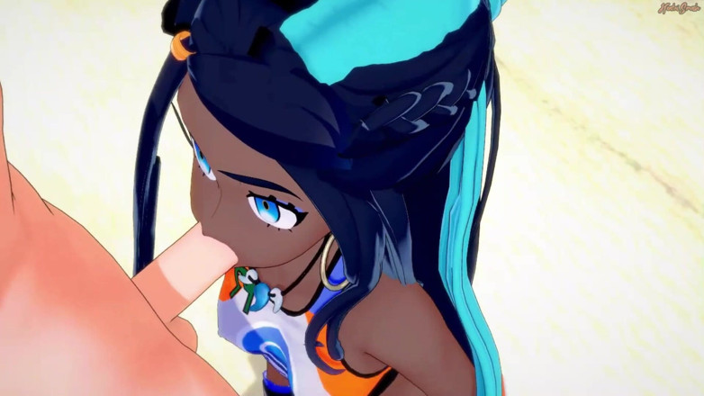 Hentai Smash: Nessa spits out a load of cum before getting fucked...
